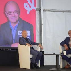 L'avocat Michel Ledoux et François Brenetto, cofondateur d’Inforisque, le 2 juin au Pavillon Baltard, à Nogent-sur-Marne. © DR